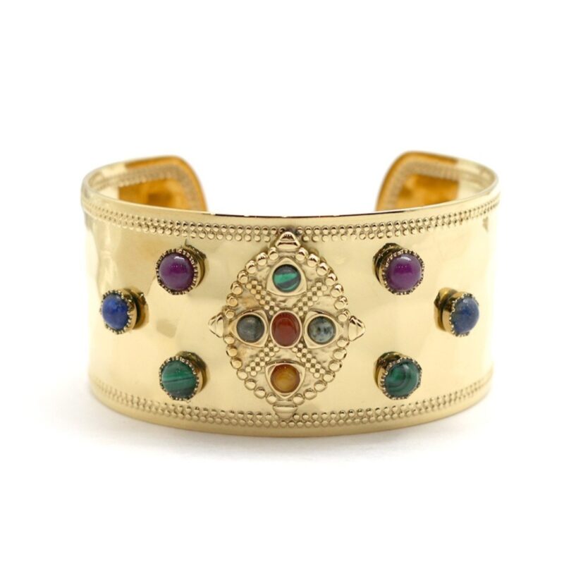 bracelet jonc doré pierres naturelles