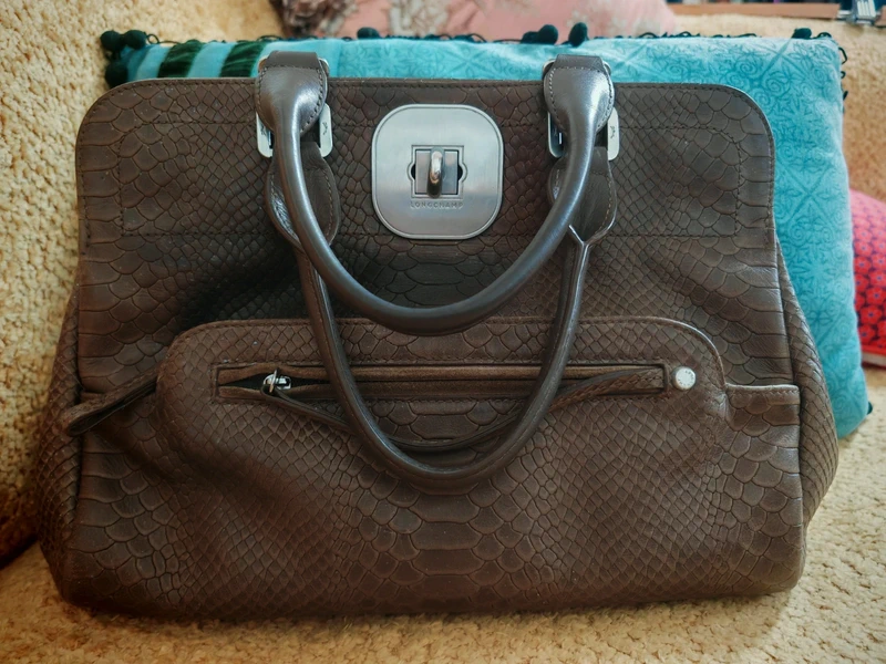 Sac Longchamp cuir croco